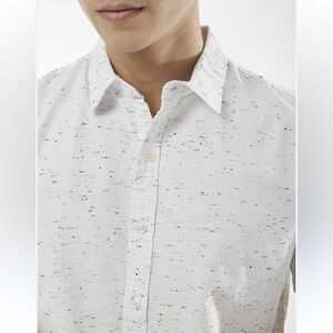 Frank & Oak Men's White Speckled Button up Shirt